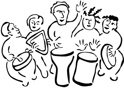 Leute sprechen in Zirkeln